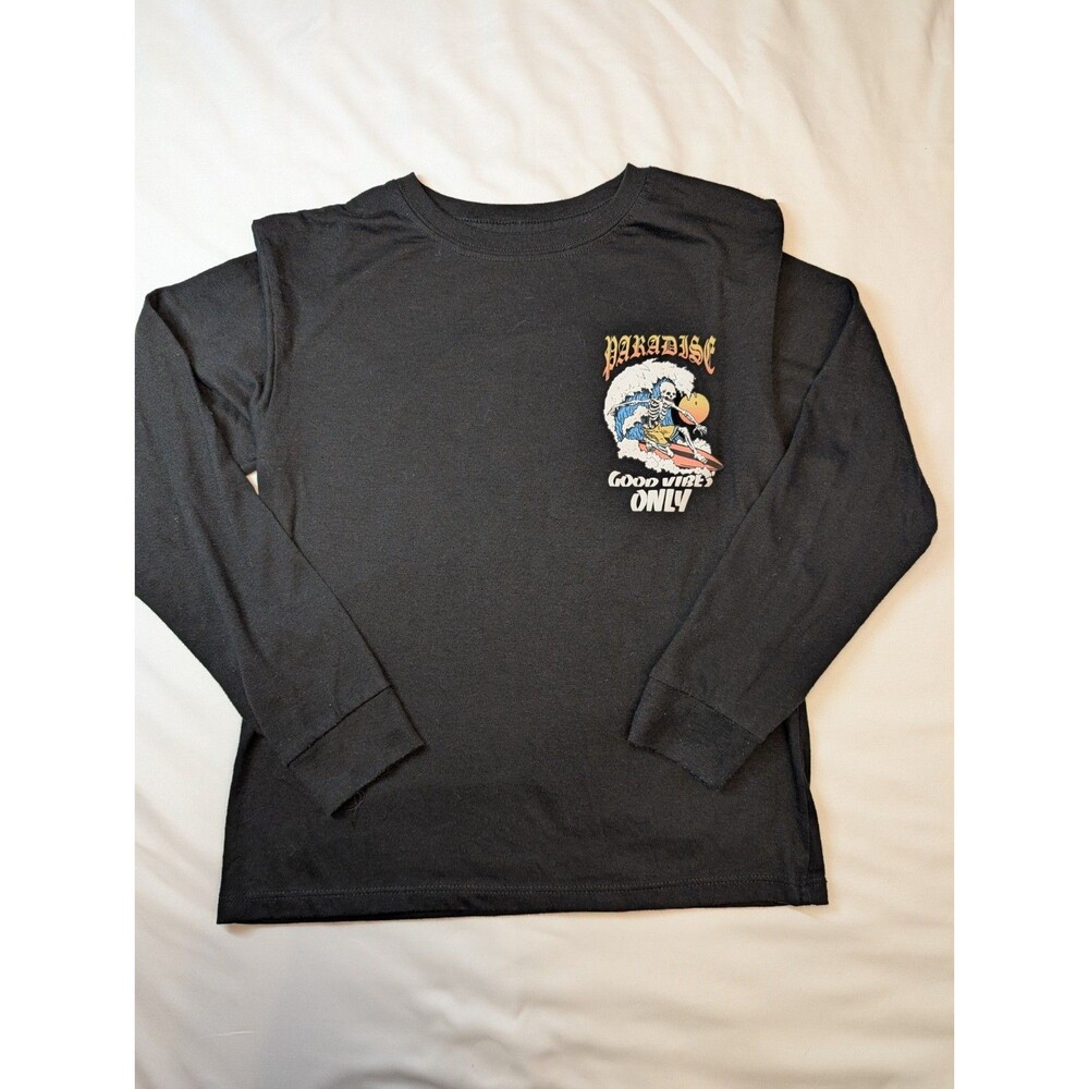 Boys RGSTR size 8 Paradise Good Vibes Only Surfing Skelton Long Sleeve Tshirt